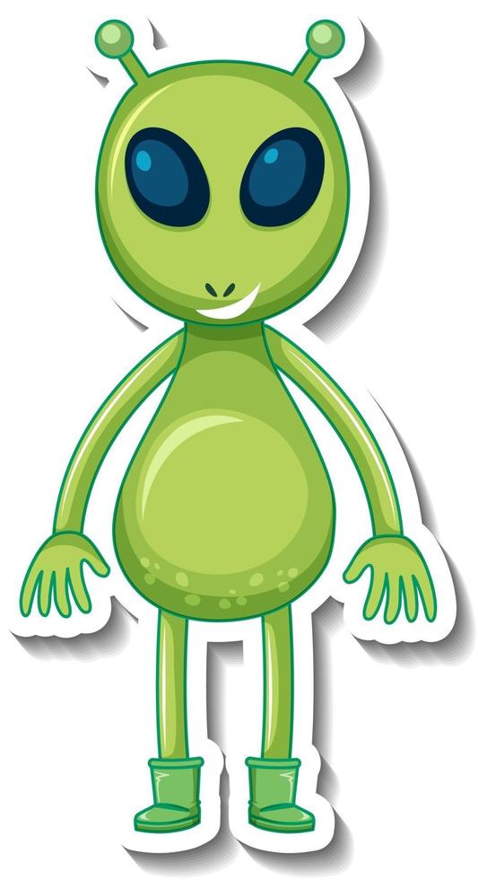 Plantilla de pegatina con un personaje de dibujos animados de monstruo alienígena aislado vector