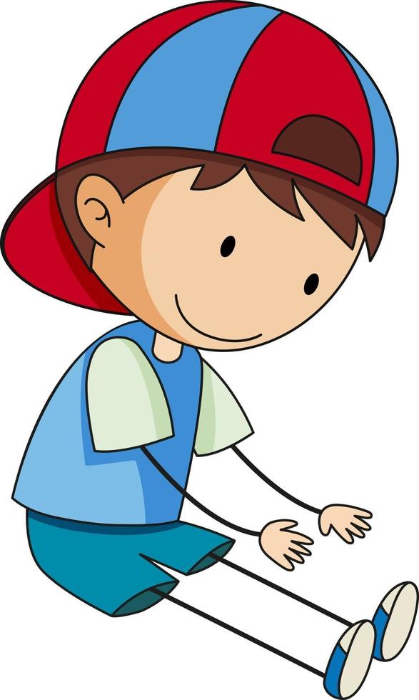 Cute boy doodle cartoon character isolated vector
