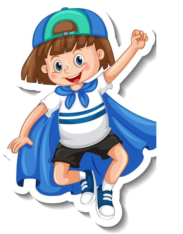Sticker template with a girl cartoon character isolated vector