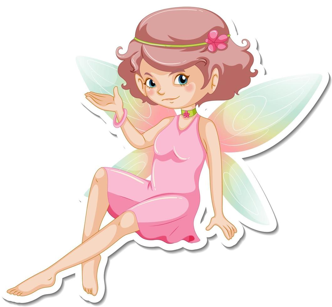 Beautiful fairy cartoon character sticker vector