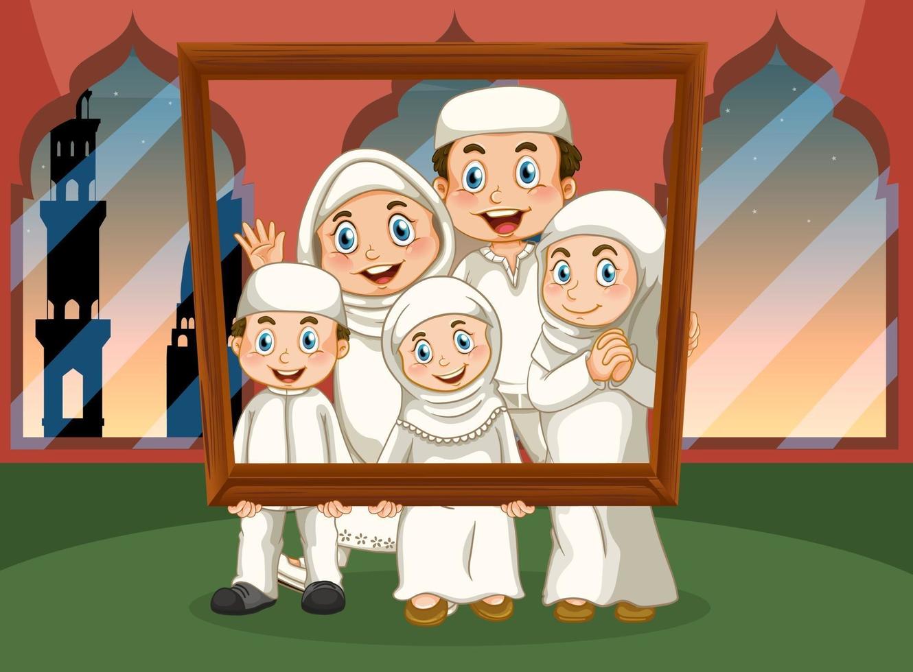feliz personaje de dibujos animados musulmanes vector