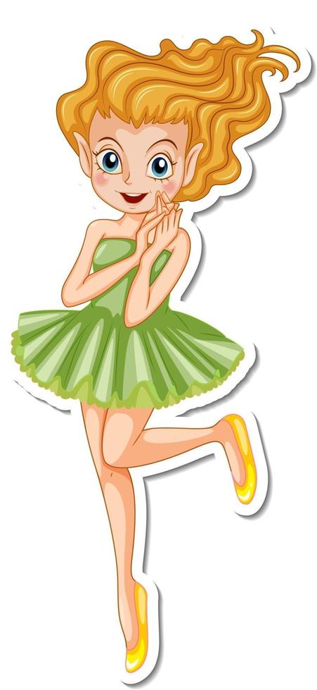 Cute fairy cartoon character sticker vector