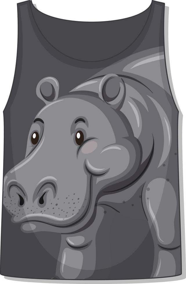 parte delantera de la camiseta sin mangas con plantilla de hipopótamo vector