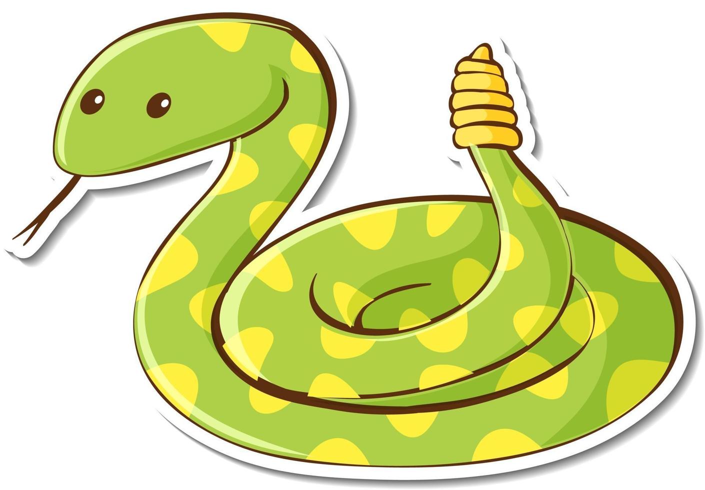 personaje de dibujos animados de la etiqueta engomada de la serpiente de  cascabel verde 2775898 Vector en Vecteezy