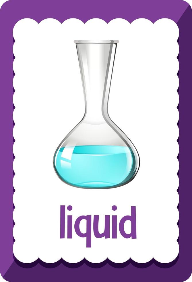Vocabulary flashcard with word liquid vector