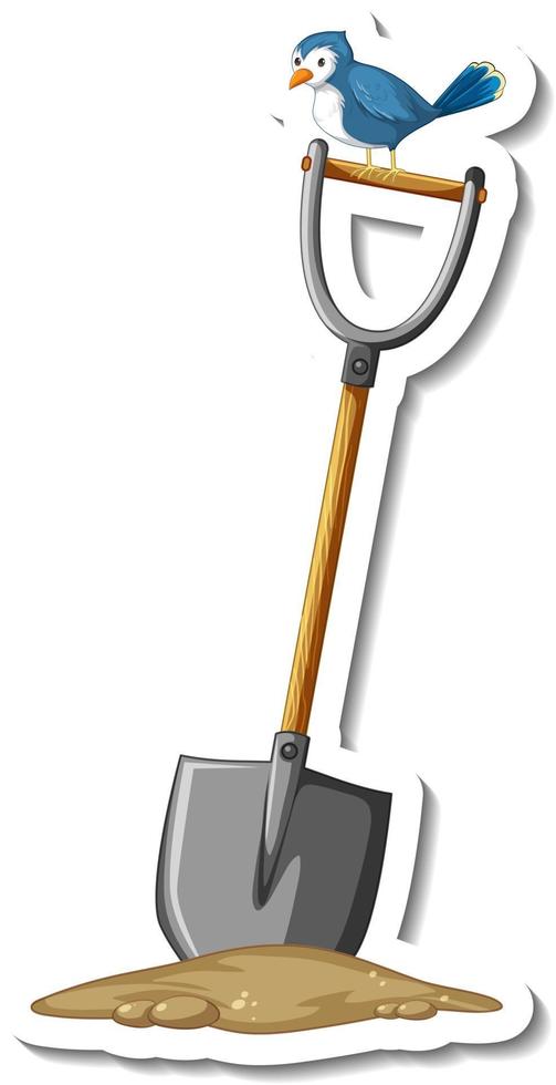 Sticker template with a shovel gardening tool isolated vector
