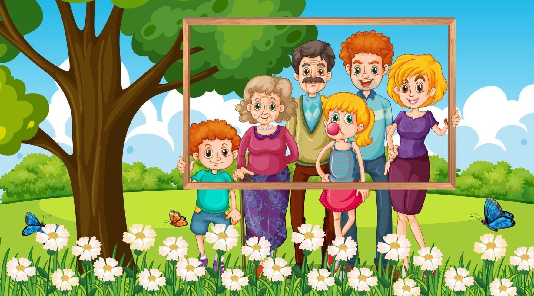 Family photo on vacation background vector