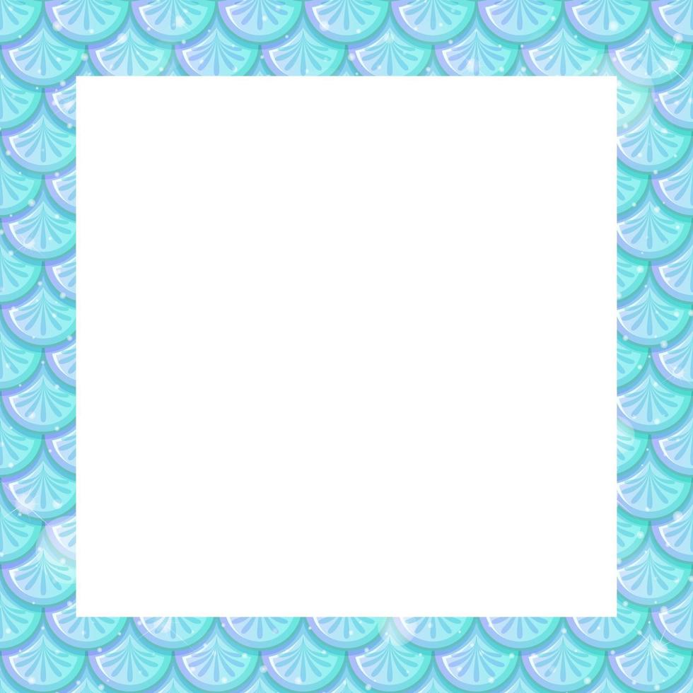 Blank pastel blue fish scales frame template vector