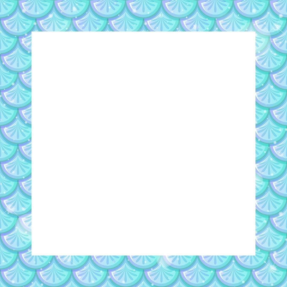 Blank pastel blue fish scales frame template vector