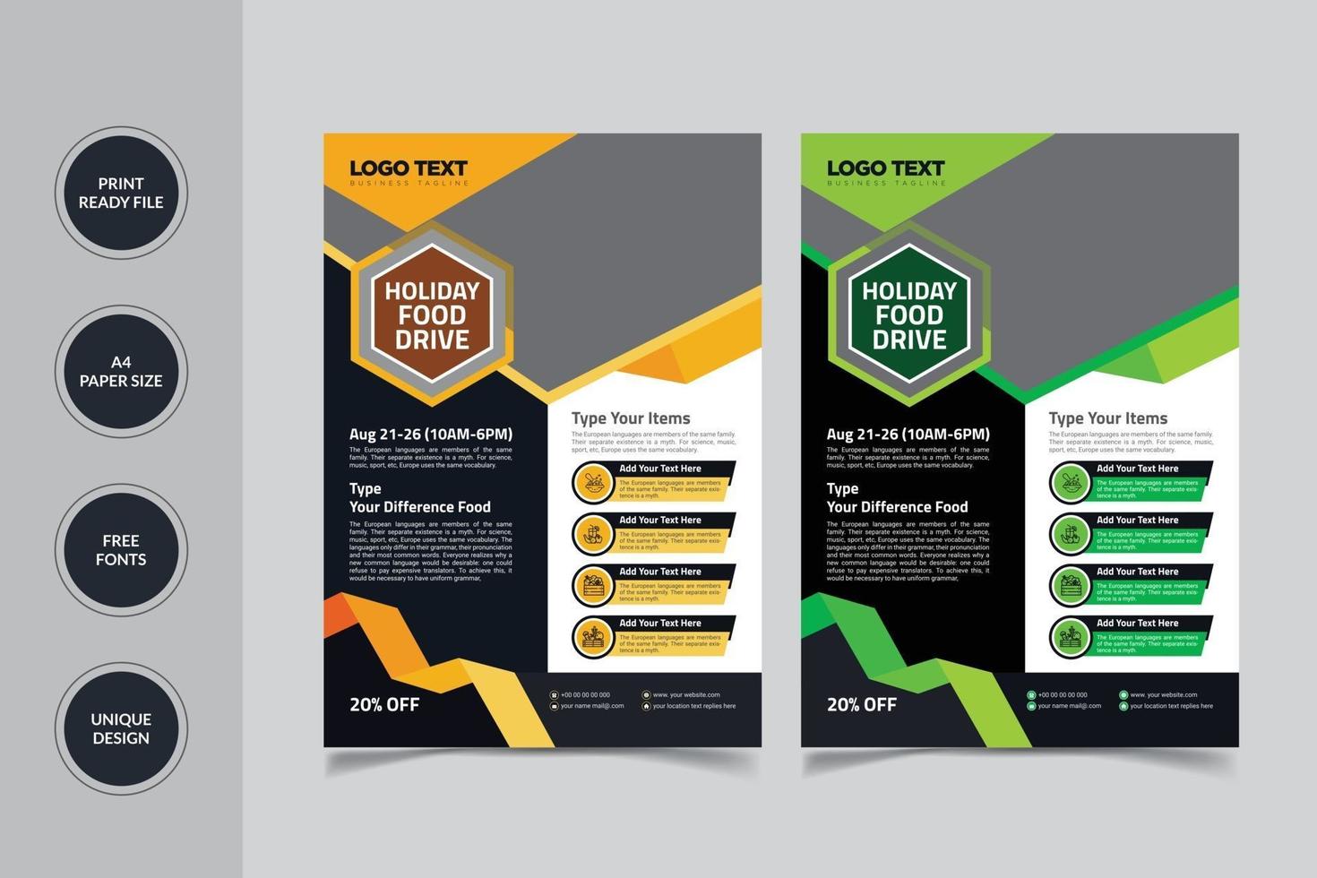 Food Drive Flyer Template vector