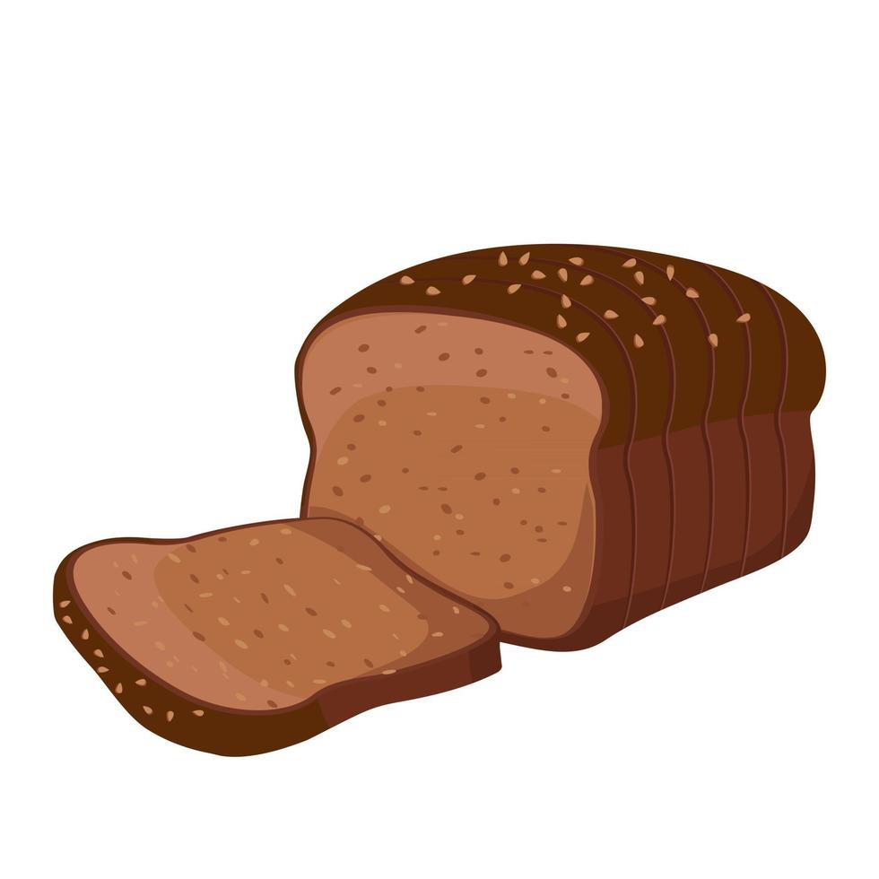 Cartoon vector illustration isolated object delicious flour food bakery bread whole grain toast