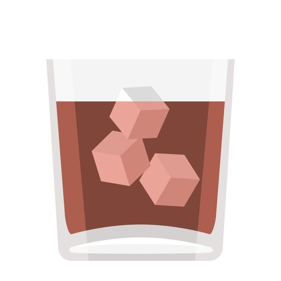 ilustración vectorial de dibujos animados objeto aislado vidrio transparente alcohol beber whisky con hielo fresco vector