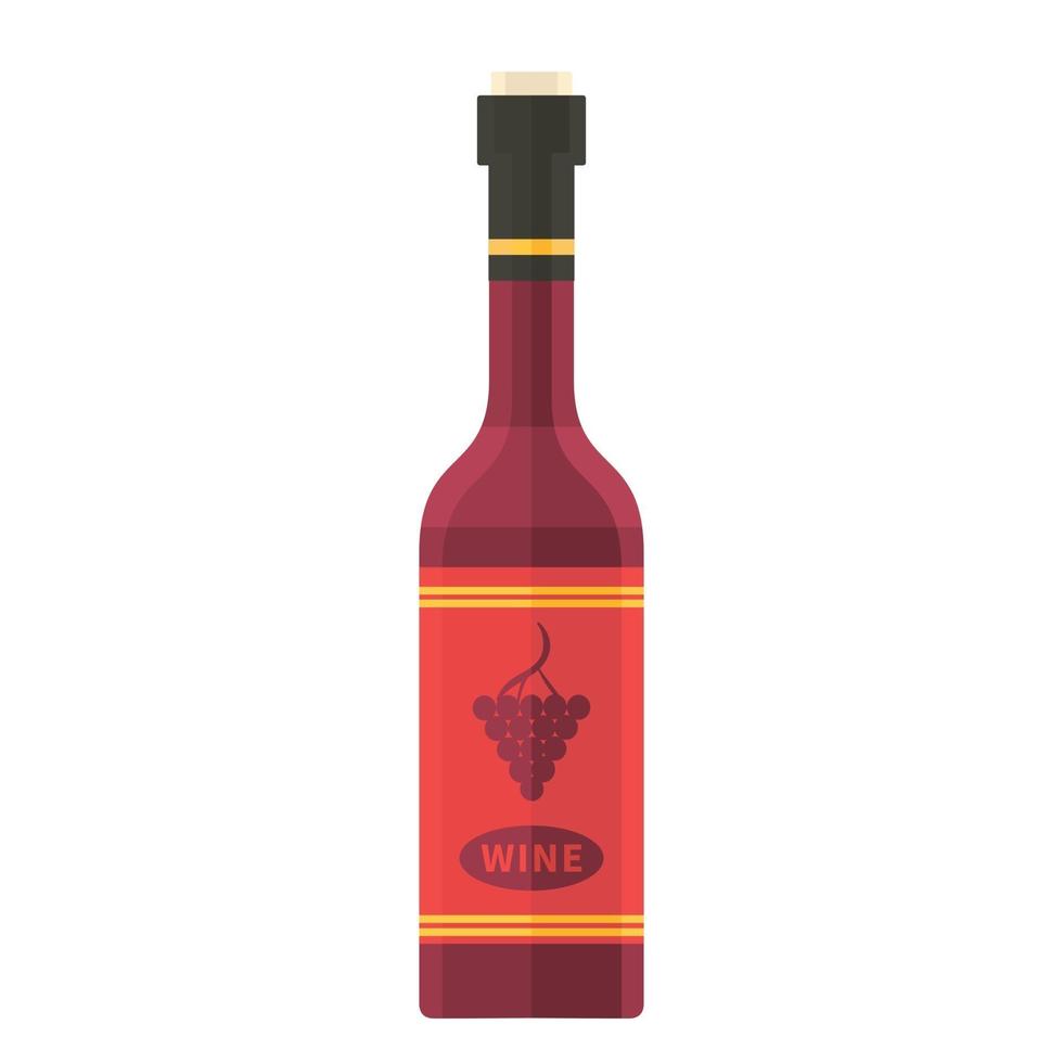 Cartoon vector illustration isolated object alcohol drink red wine bottle