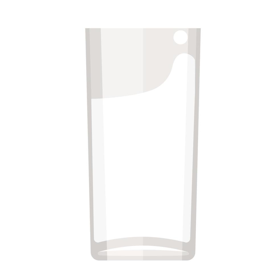 Ilustración de vector de dibujos animados objeto aislado vaso de vidrio transparente con leche de bebida