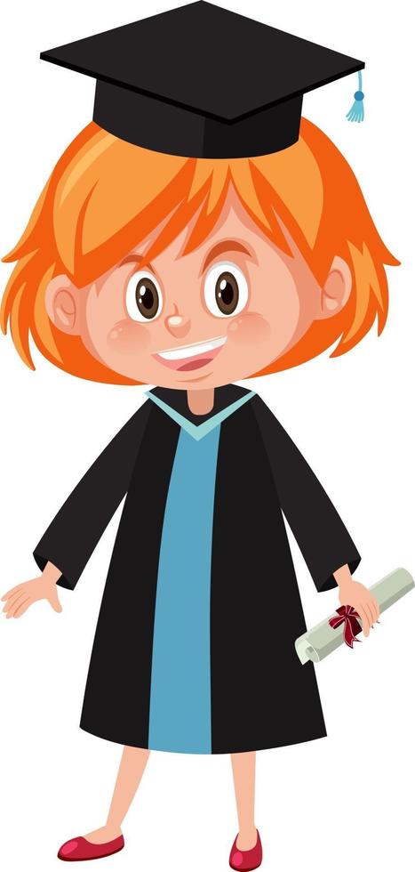 Cartoon character of a girl wearing graduation costume vector