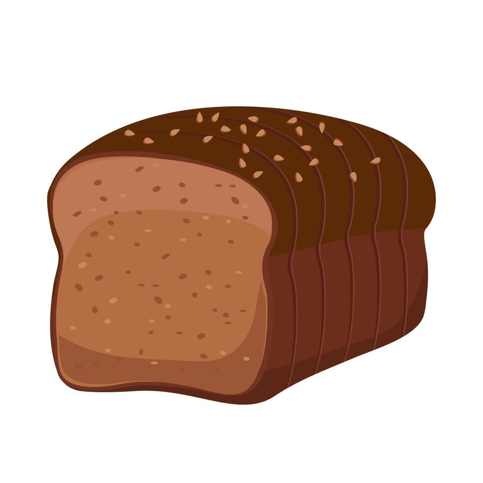 Cartoon vector illustration isolated object delicious flour food bakery bread whole grain toast