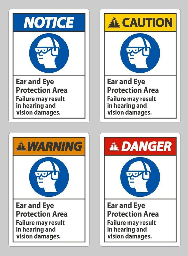 Ear And Eye Protection Area, Failure May Result In Hearing And Vision Damages vector