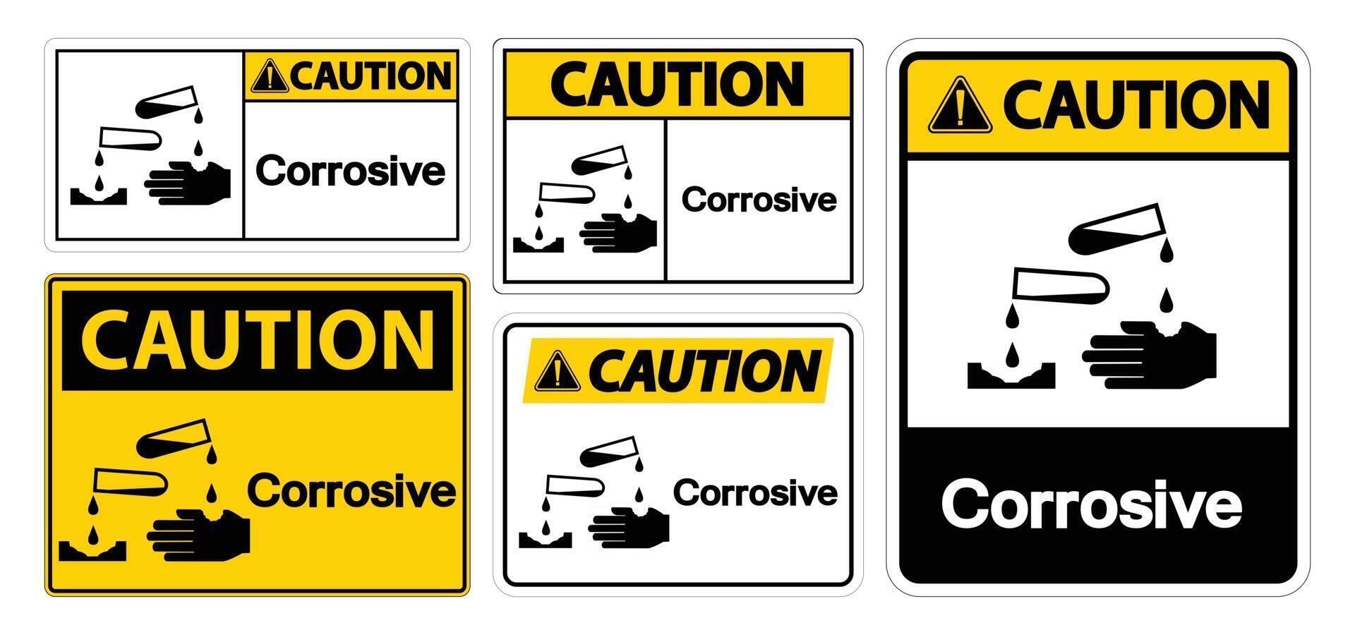 Caution Corrosive Symbol Sign Isolate On White Background,Vector Illustration EPS.10 vector