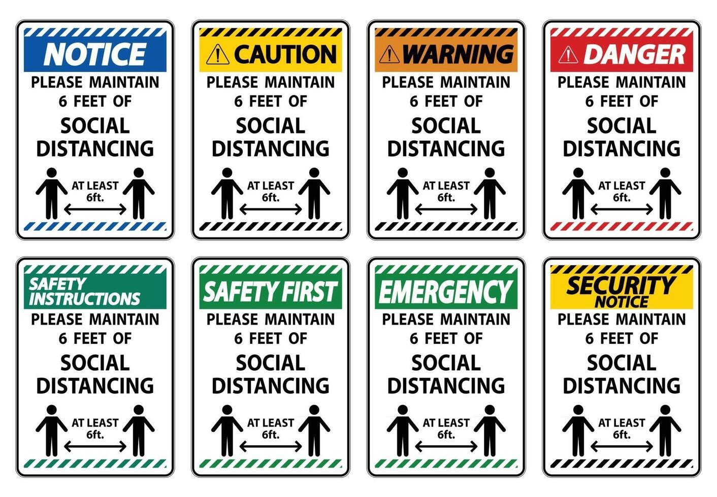 For Your Safety Maintain Social Distancing Sign on white background vector