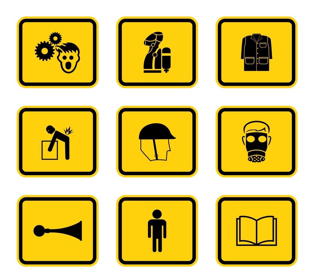 Warning Hazard Symbols labels Sign Isolated on White Background,Vector Illustration vector