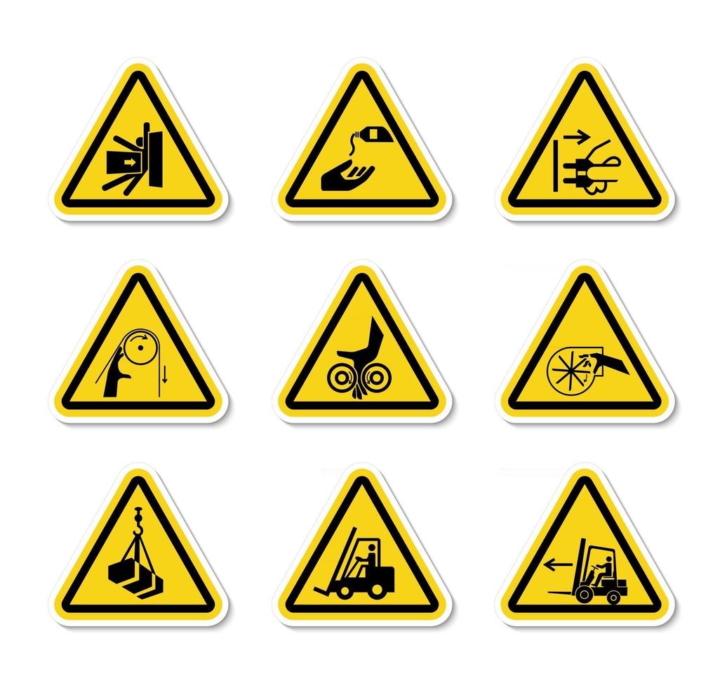 Triangular Warning Hazard Symbols labels Sign Isolate on White Background,Vector Illustration vector