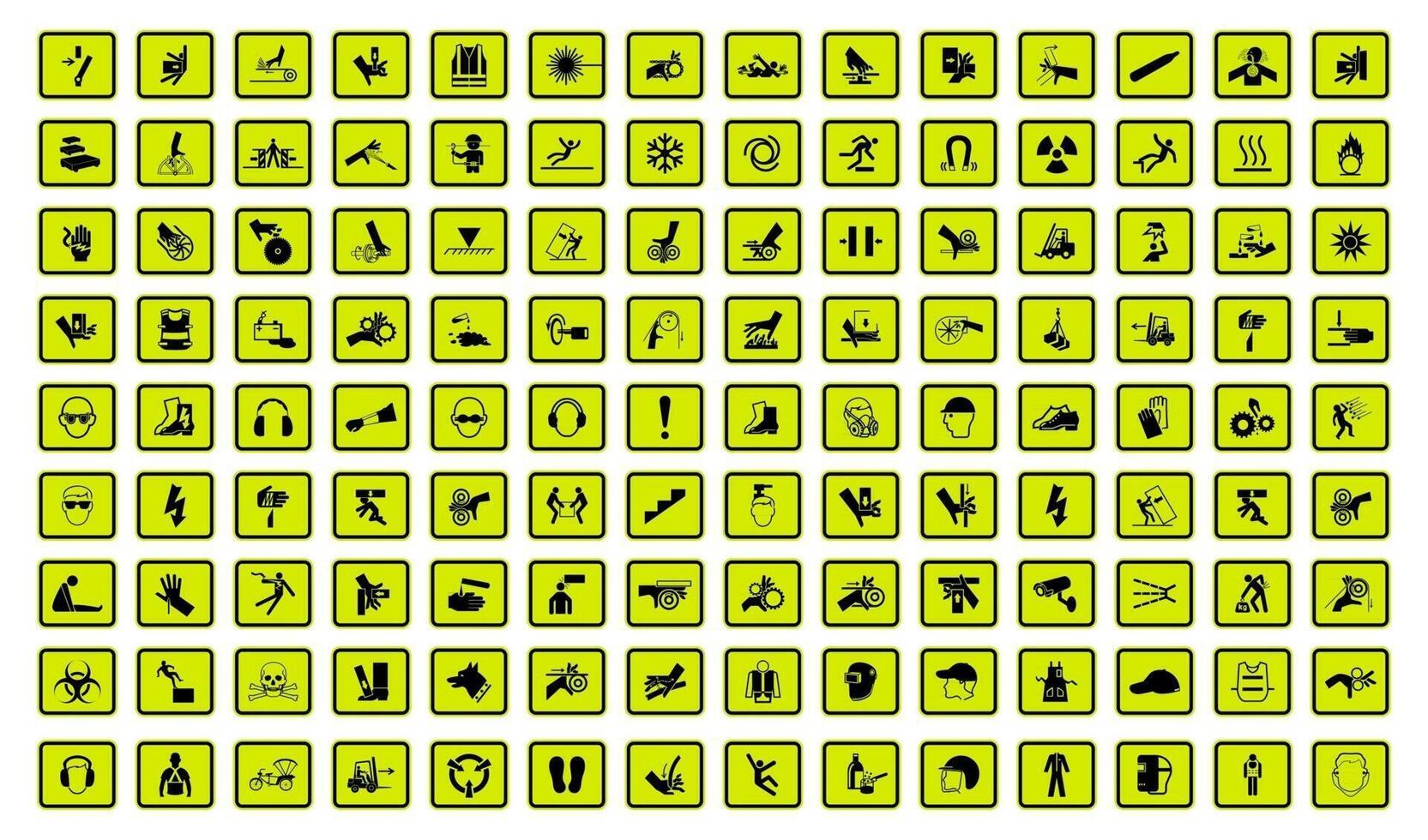 Warning Hazard Symbols labels Sign Isolated on White Background,Vector Illustration vector