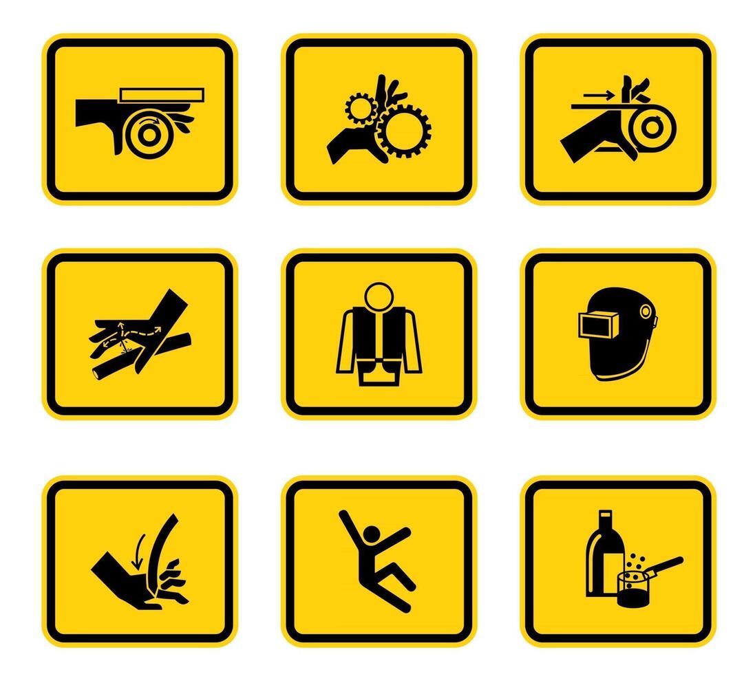 Warning Hazard Symbols labels Sign Isolated on White Background,Vector Illustration vector