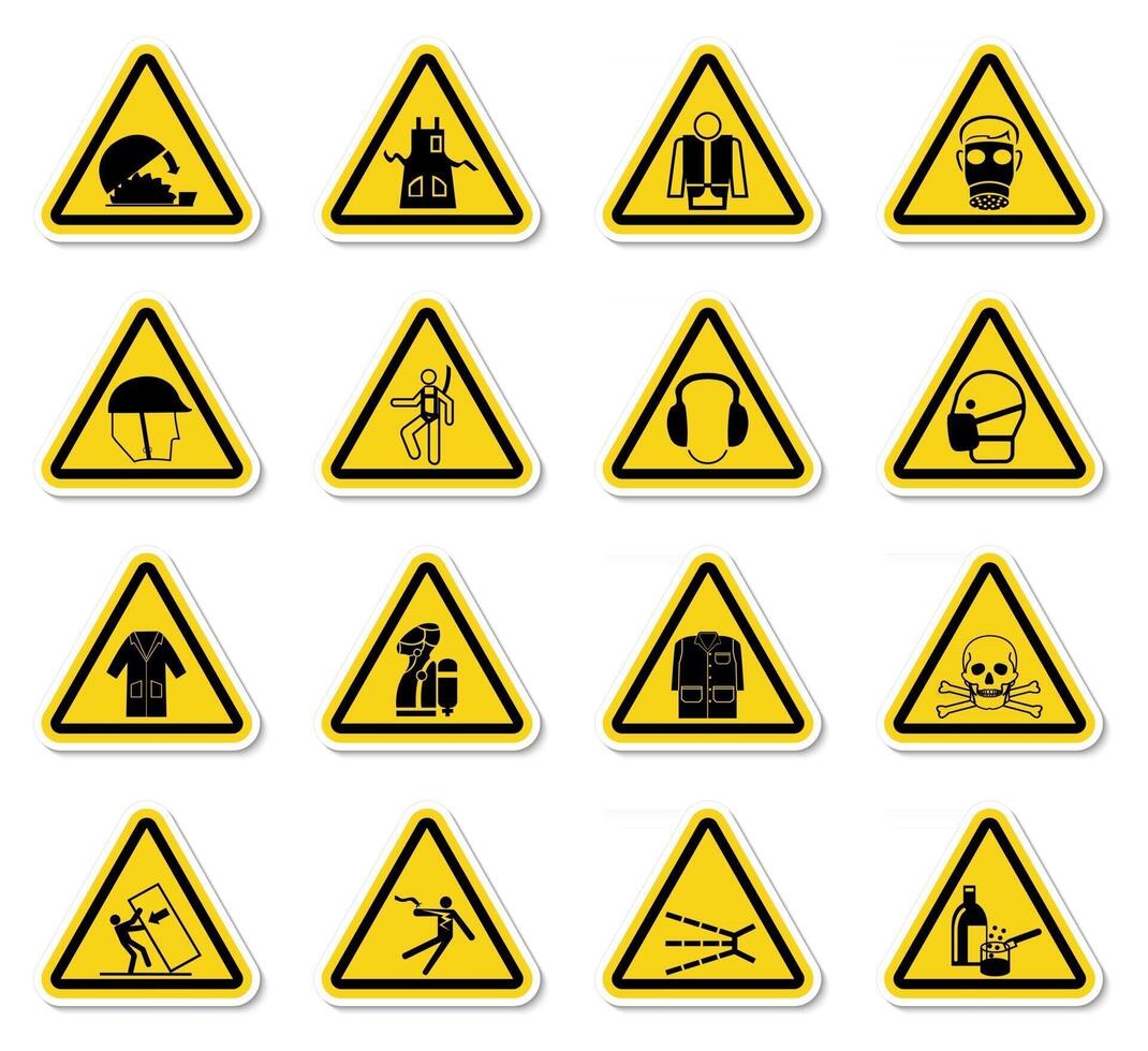 Warning Hazard Symbols labels Sign Isolate on White Background,Vector Illustration vector