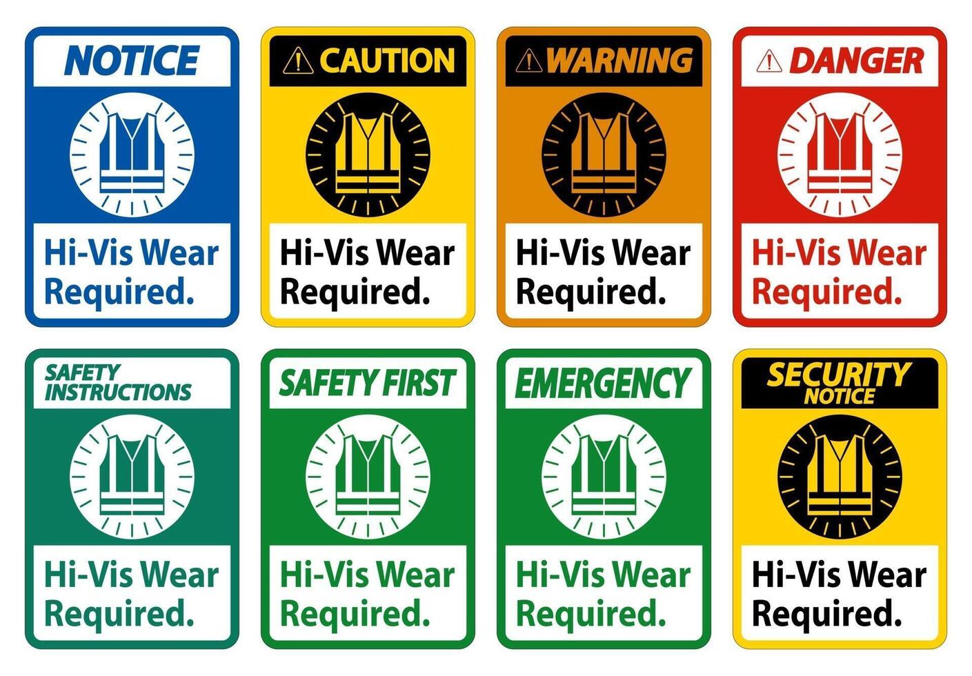 Hi-Vis Wear Required on white background vector