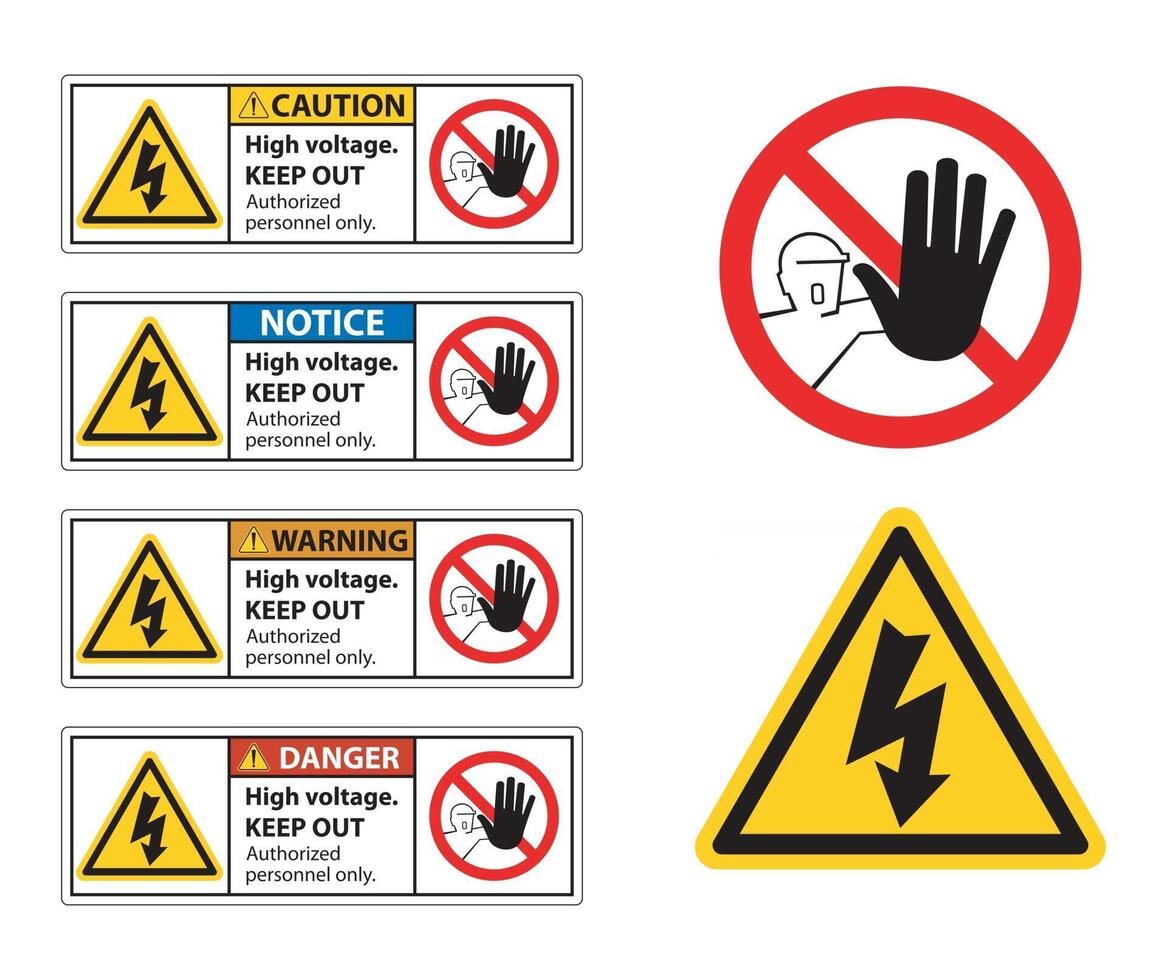 Caution High Voltage Keep Out Sign Isolate On White Background,Vector Illustration EPS.10 vector