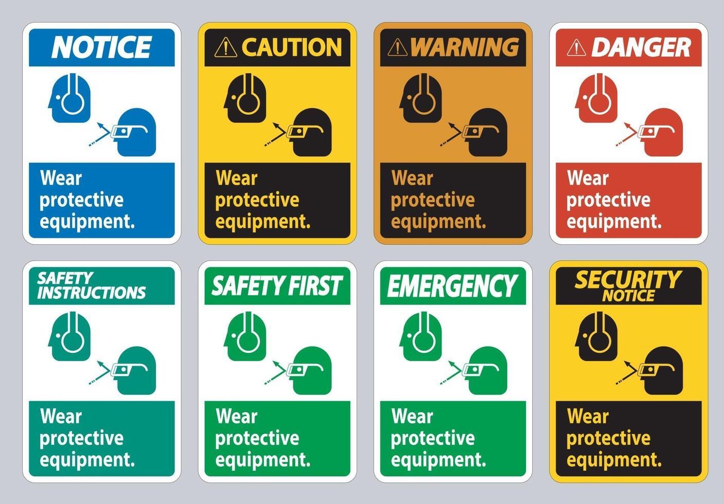 Wear Protective Equipment with goggles and glasses graphics vector