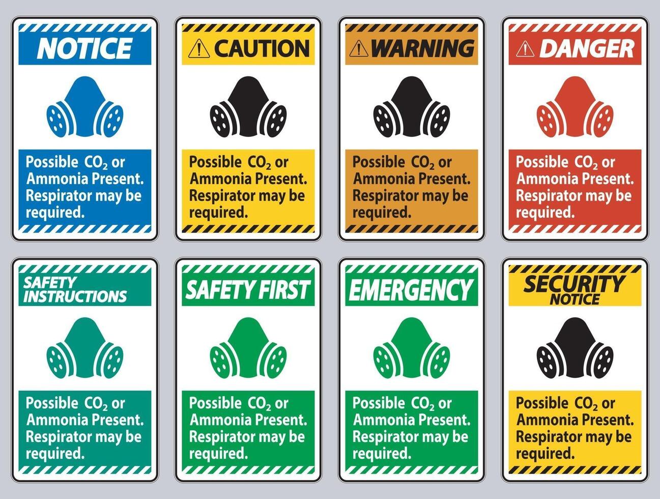 PPE Sign Possible Co2 Or Ammonia Present, Respirator May Be Required vector