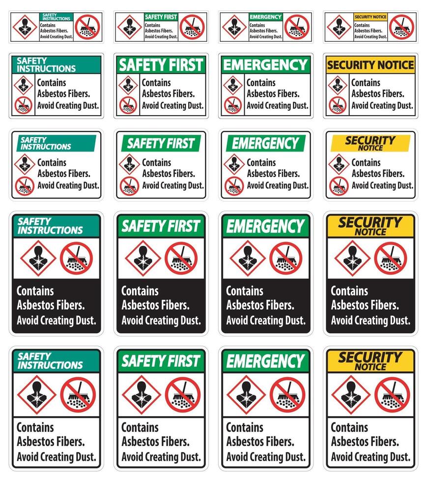 Label Contains Asbestos Fibers,Avoid Creating Dust vector
