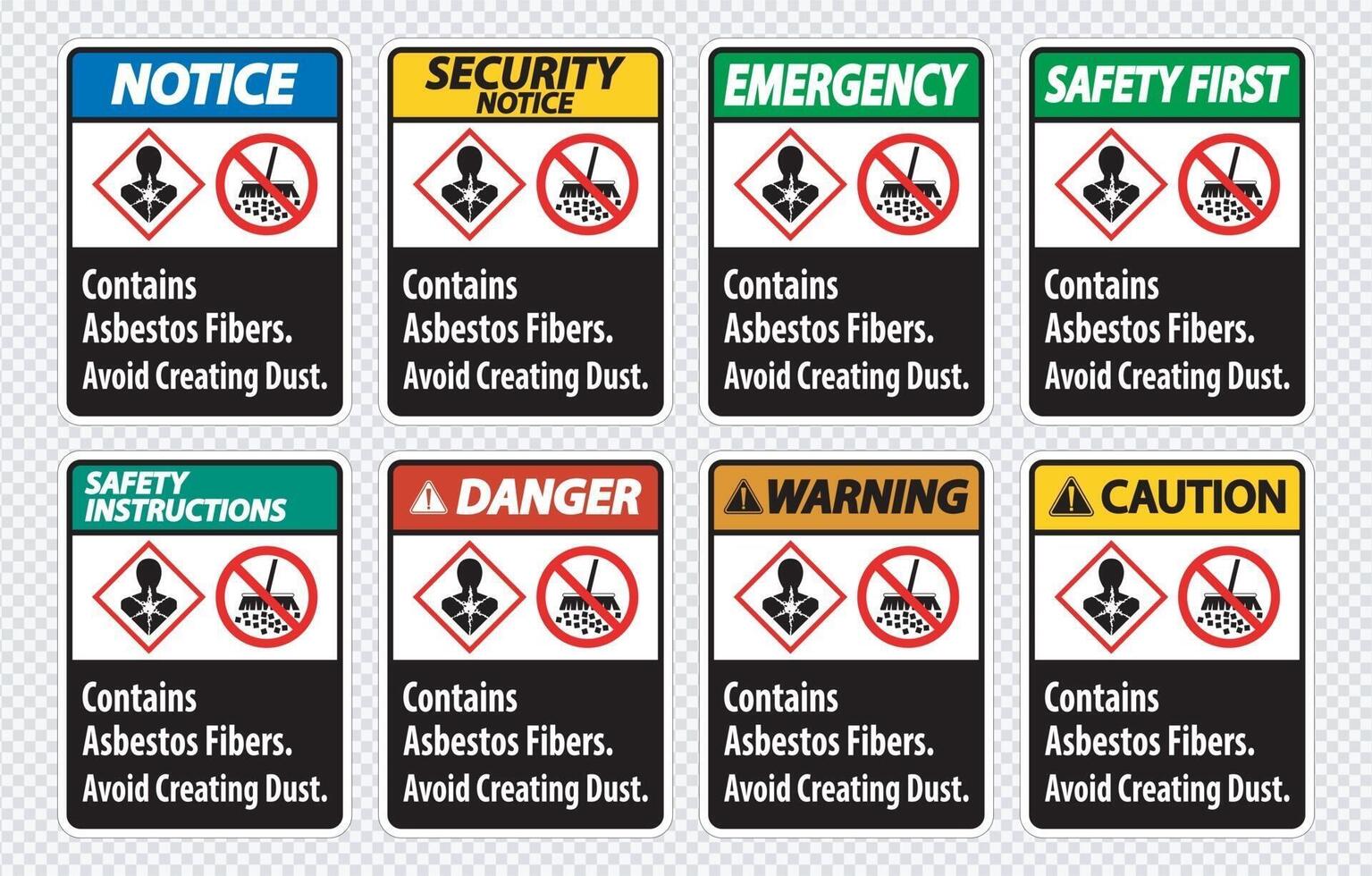 Label Contains Asbestos Fibers,Avoid Creating Dust vector