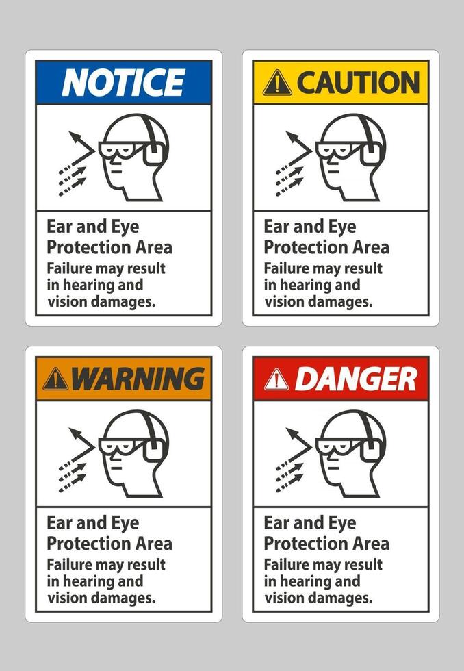 Ear And Eye Protection Area, Failure May Result In Hearing And Vision Damages vector