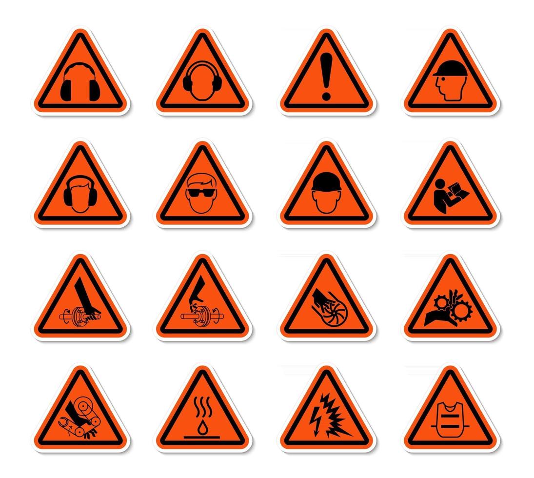 Triangular Warning Hazard Symbols labels Sign Isolate on White Background,Vector Illustration vector