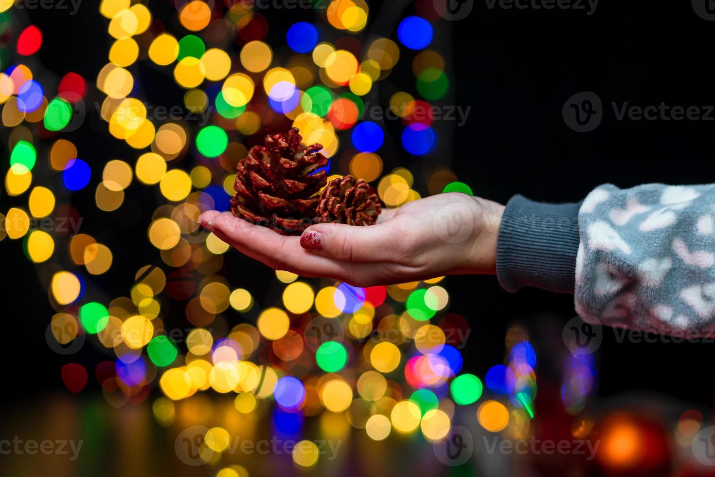 Woman holding Christmas decoration photo