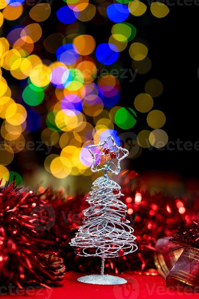 decoración navideña, navidad y fondo de vacaciones de año nuevo foto