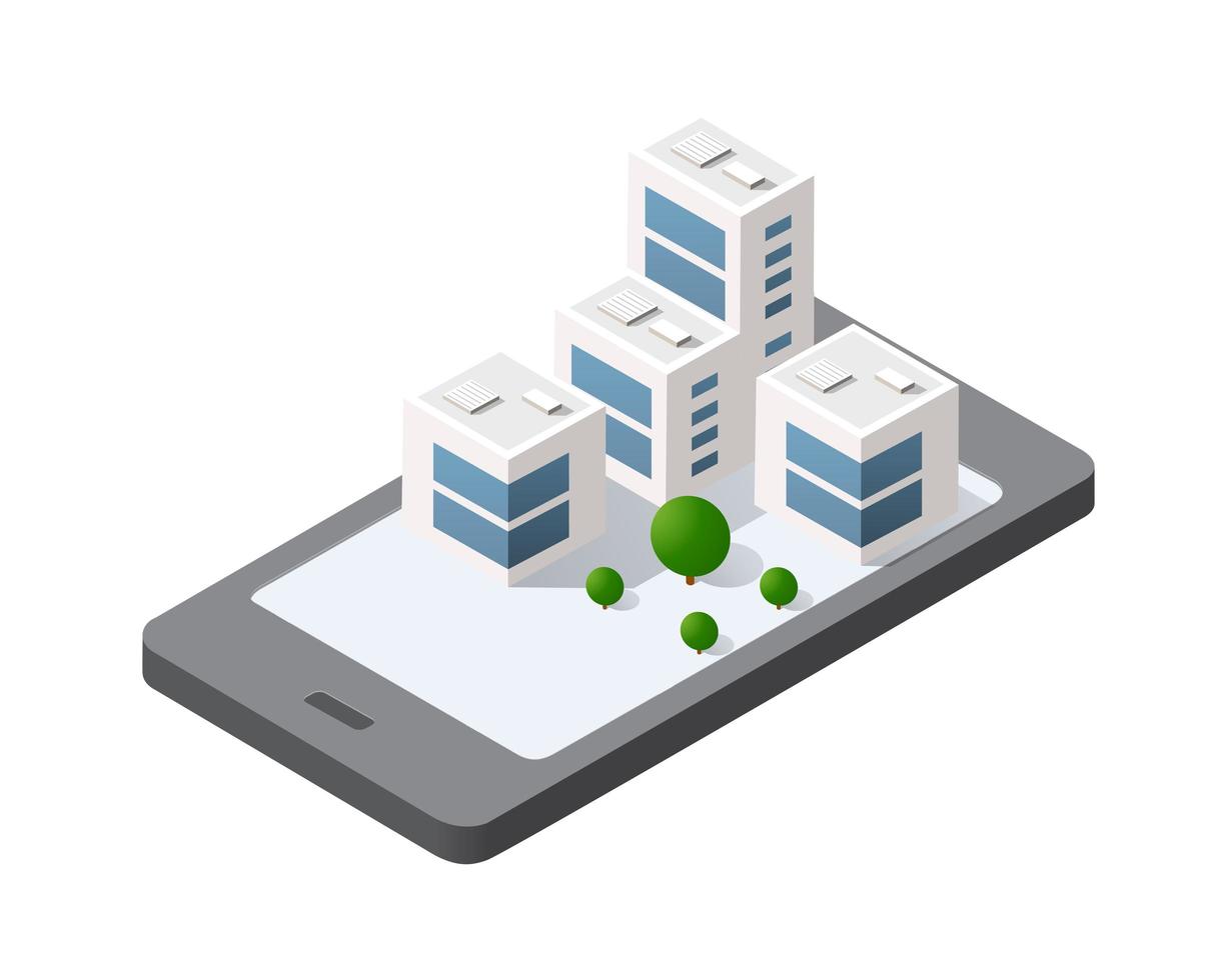 Phone concept of module block city vector