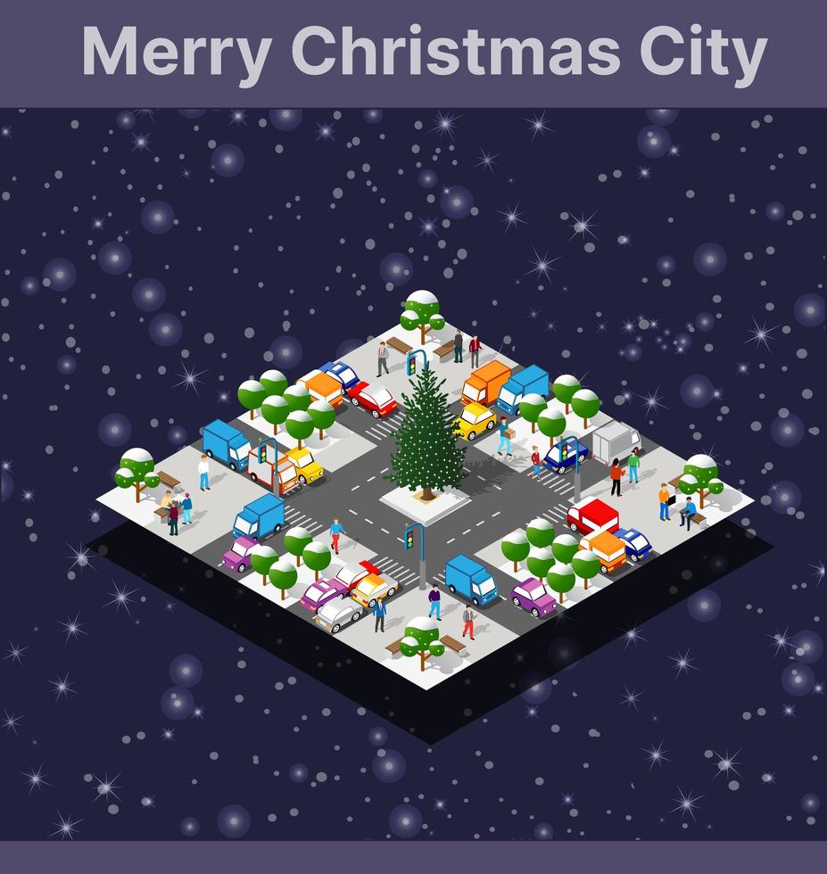 Winter Christmas tree, New Year is an isometric vector