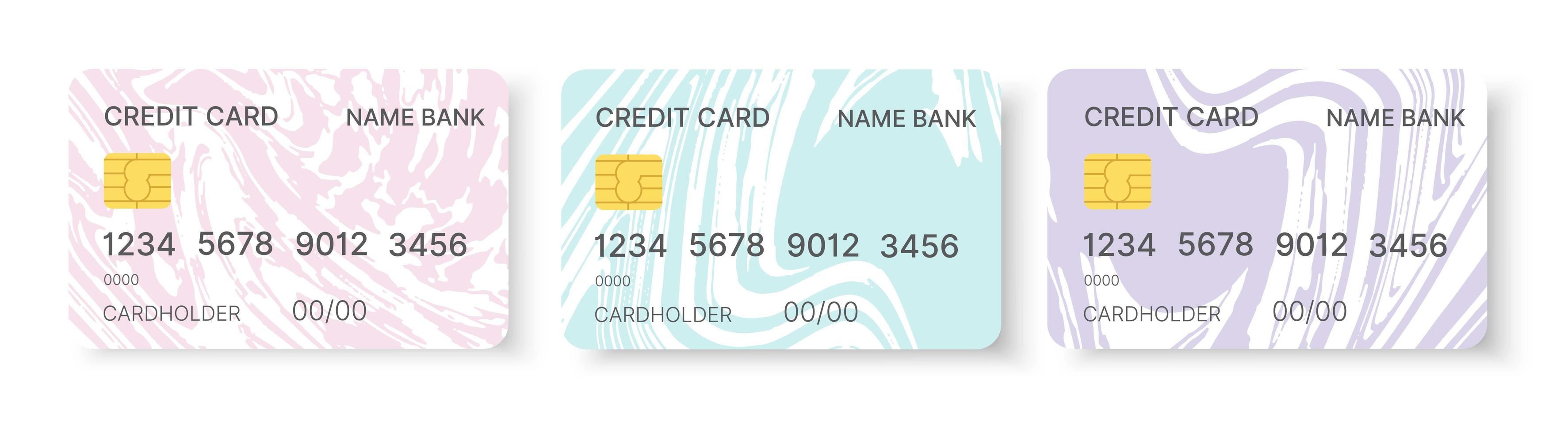 Credit cards set multicolor template vector with