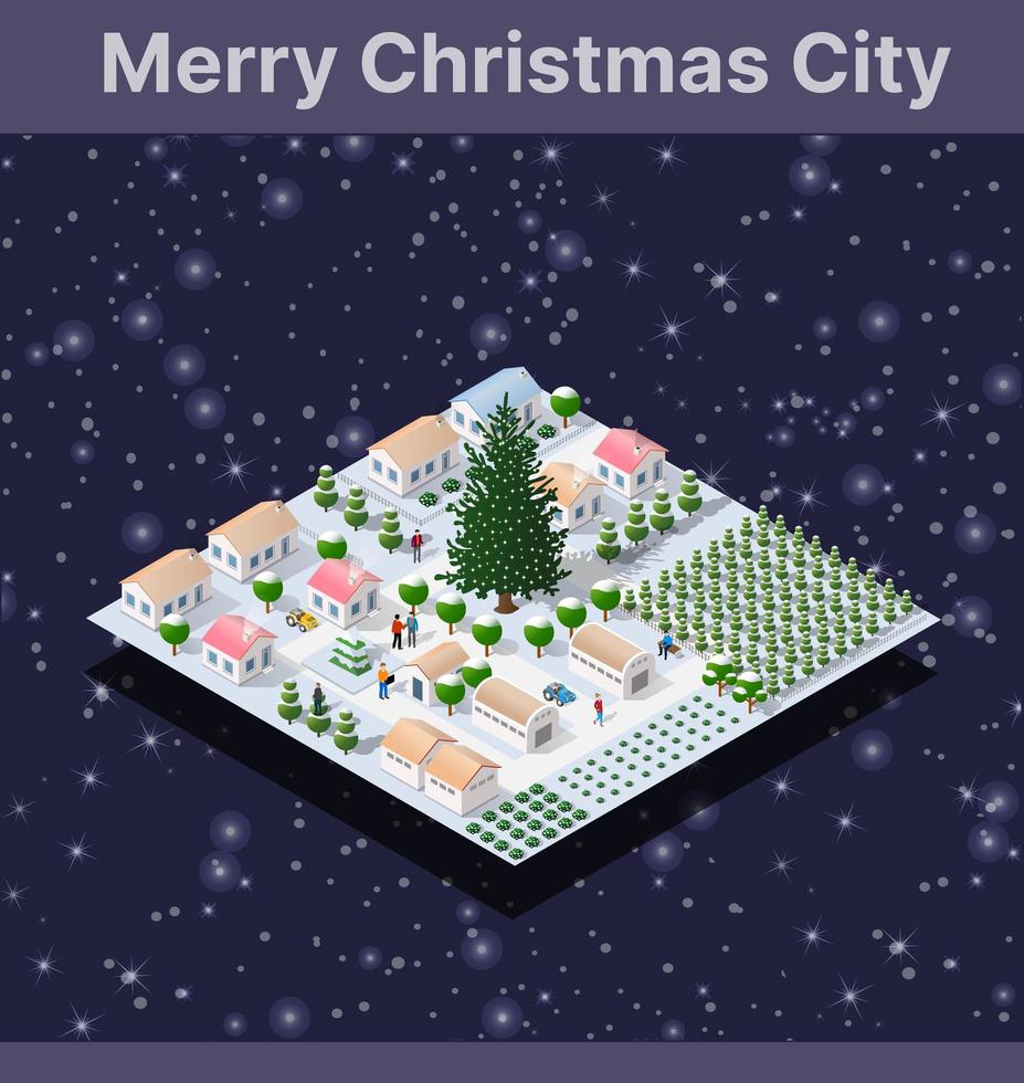 Winter Christmas tree, New Year is an isometric vector