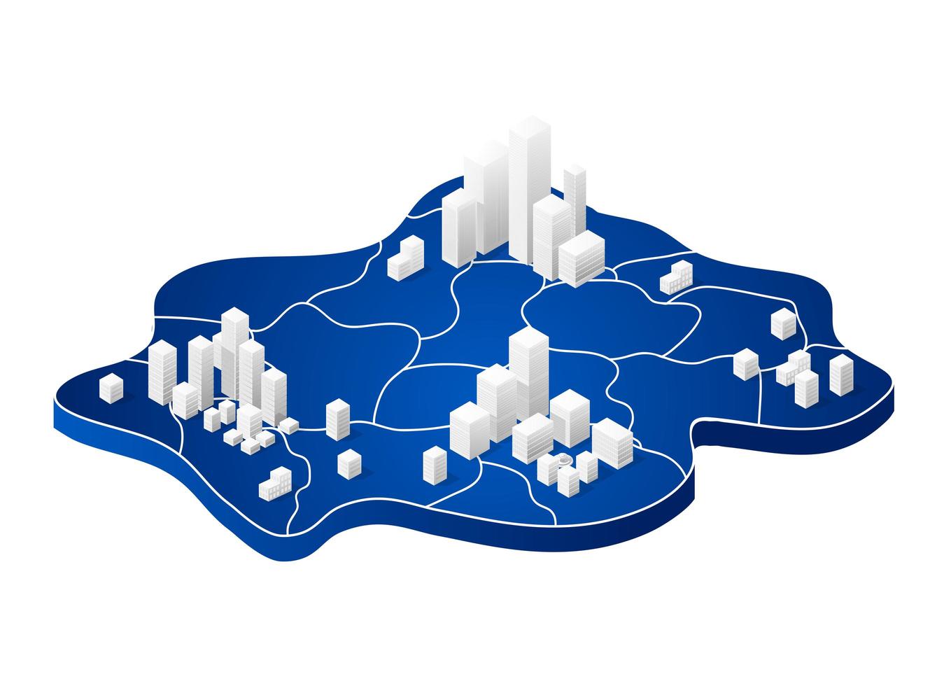 Mapa isométrico de planos de ilustración 3d abstracto vector