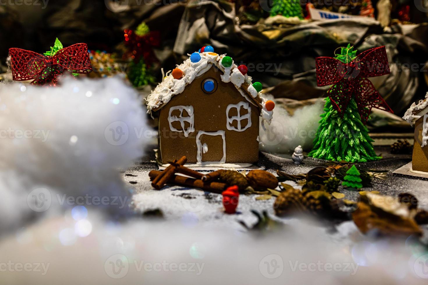 Colorful gingerbread house photo