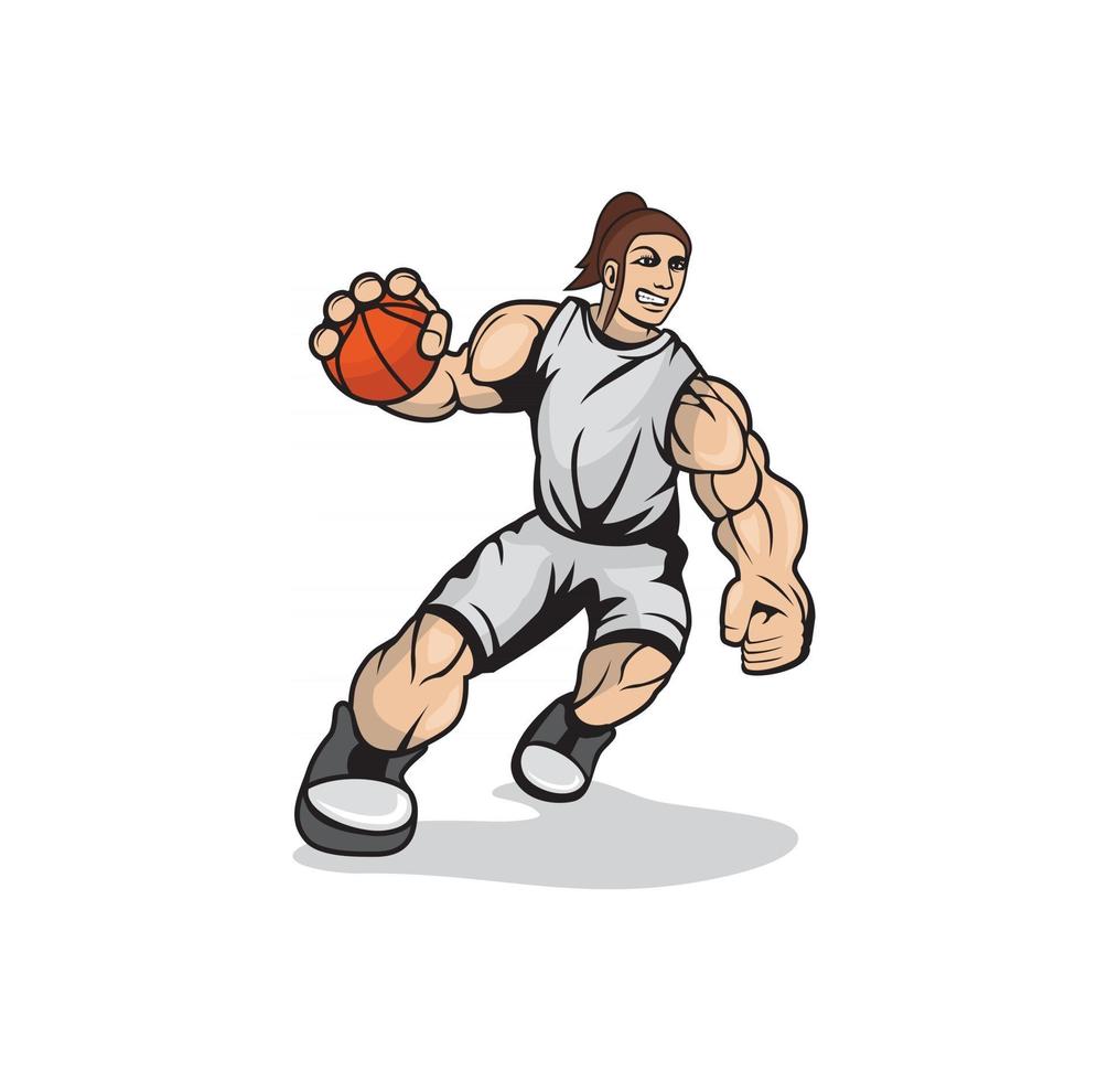 Female hulk playing basketball design illustration vector eps format , suitable for your design needs, logo, illustration, animation, etc.