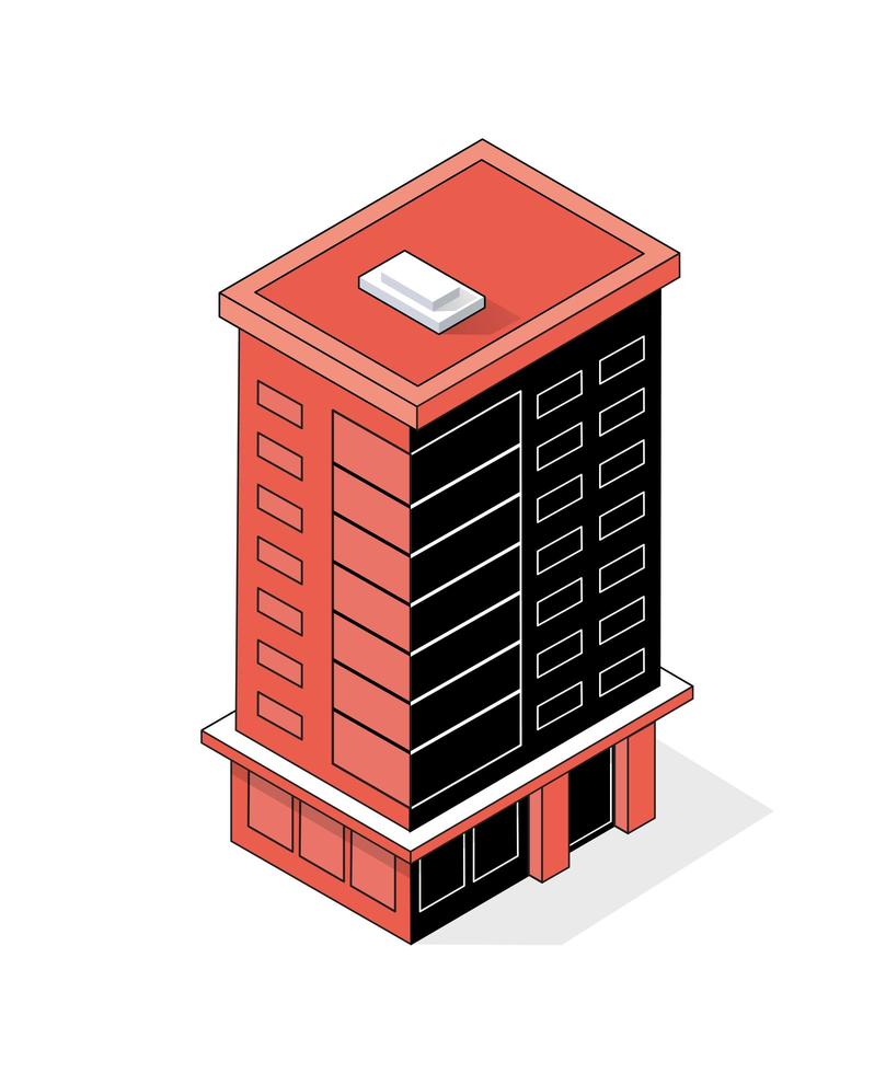 Isometric 3d module block district part vector