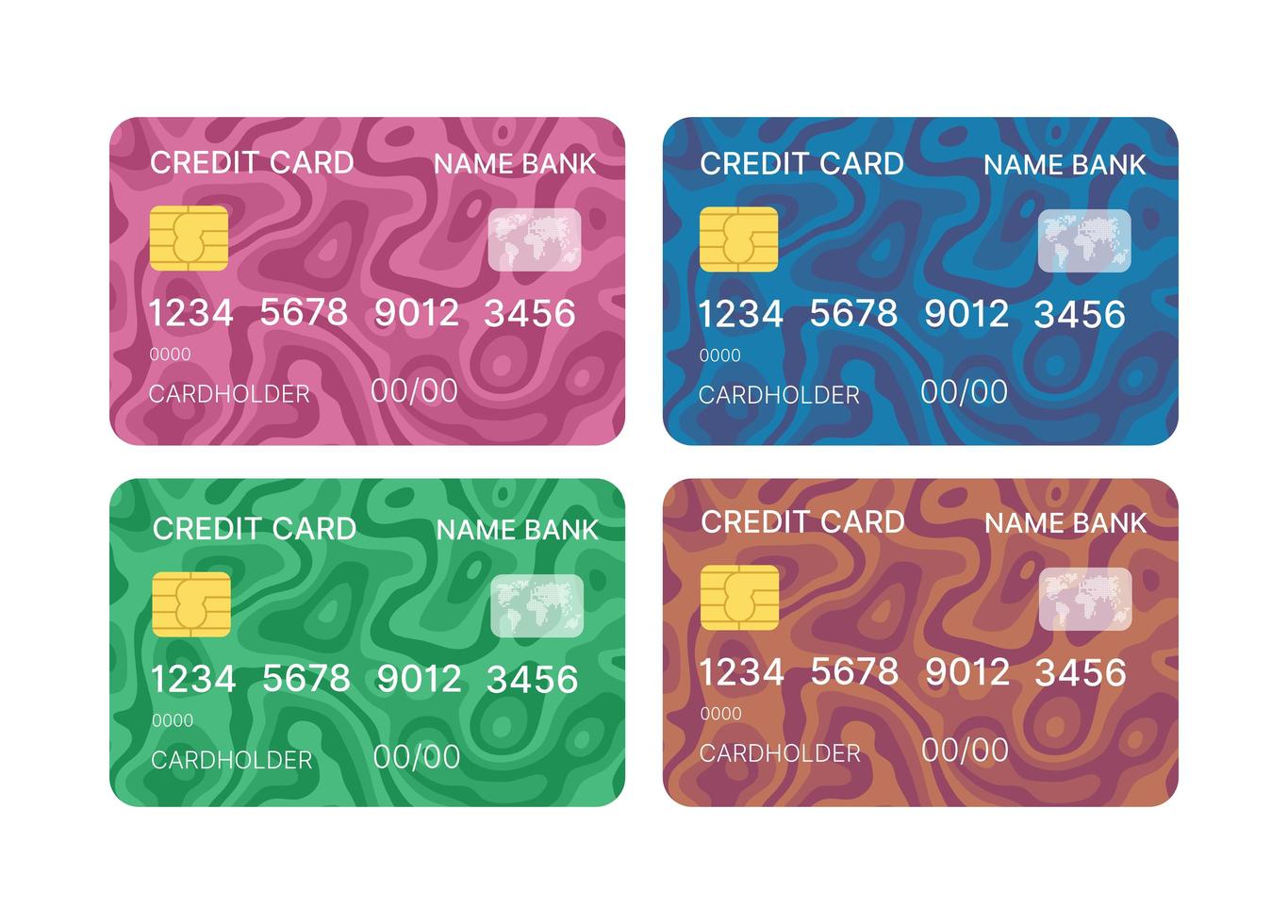 Credit cards set multicolor template vector with abstract triangle geometric design background with patterns background. Conceptual business illustration with clipping mask