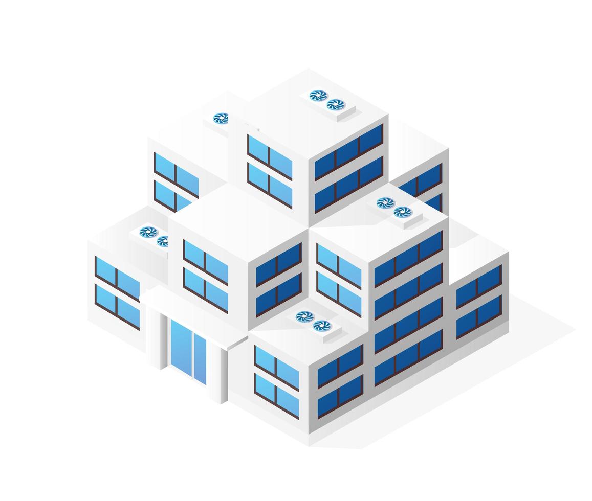 concepto de rascacielos de construcción de casas isométricas vector