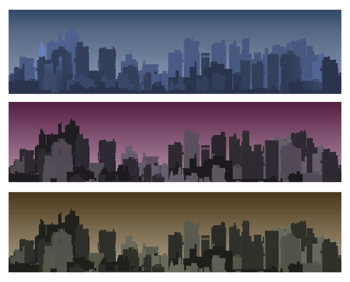 Banner city landscape of silhouettes vector