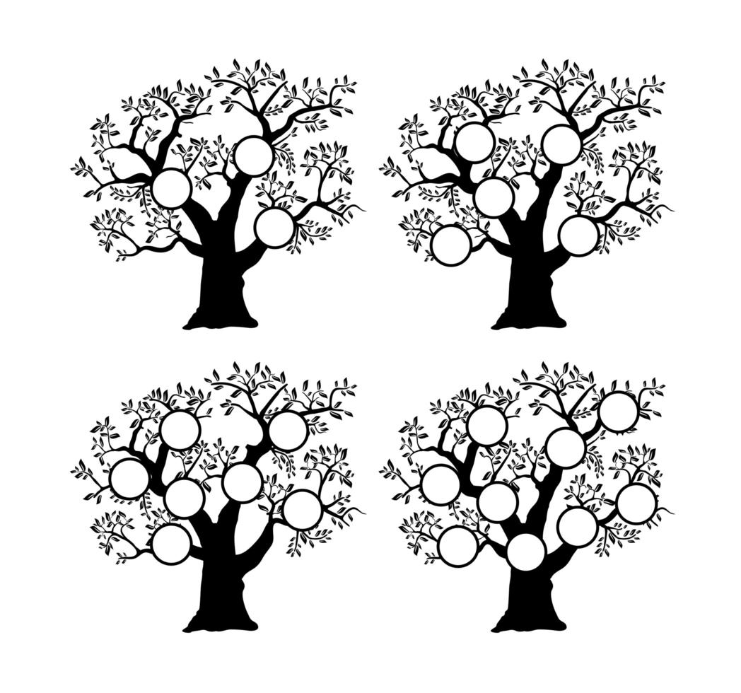 The family tree genealogical silhouette vector